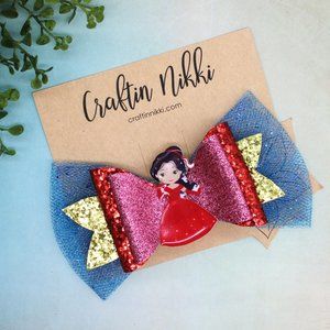Handmade Elena of Avalor Glitter Hair Bow